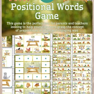 Positional Words Game Interactive Preposition Activity, Prepositions Flashcards, Grammar For Toddler/Kids, Montessori Language