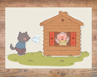 3 Little Pigs Story Printable, Preschool Activity for Homeschool - Instant Digital PDF Download