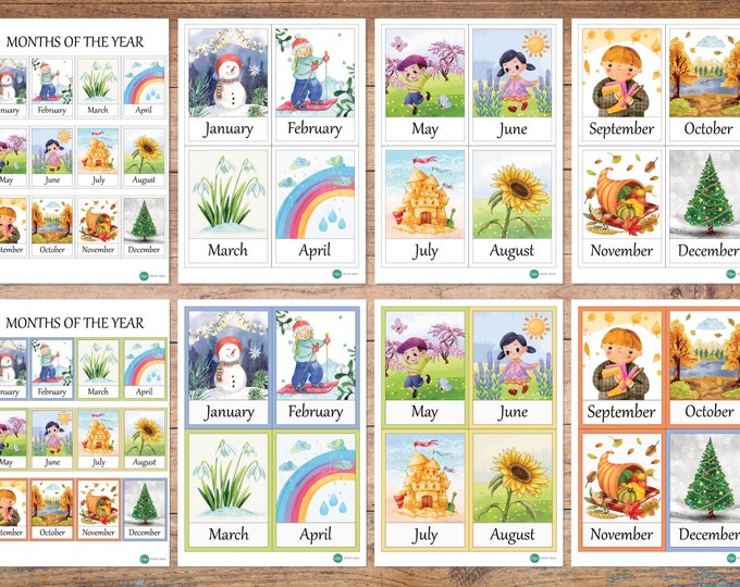 Months of the Year Cards and Poster. Digital Download. - Etsy