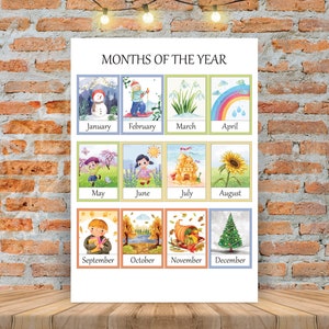 Months of the year A3 poster. Digital download.