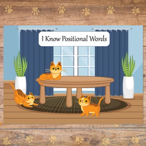 Cartes imprimables avec mots positionnels. Pratique d'apprentissage des prépositions. Prépositionnels, expressions éloquentes Maternelle, préscolaire, préscolaire