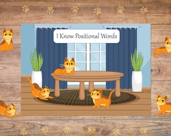 Positional Words Printable Cards. Prepositions Learning Practice. Prepositional Words, Parts of Speech Kindergarten, Preschool, Pre-K