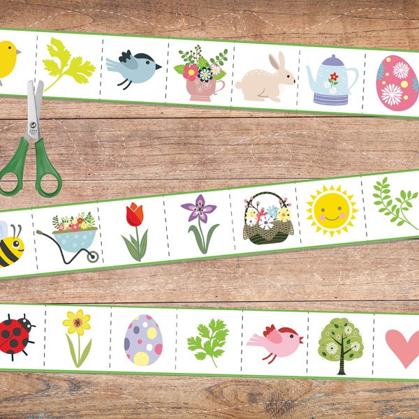 Easter Scissor Strips.Spring Scissor Strips.Cutting Skills.Preschool.Kindergarten.Spring Cutting Practice.Motor Printable.Easter activity.