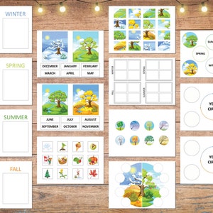 SEASONS Homeschool busy book Kindergarten busy binder worksheets Printable Toddler learning toy Preschool curriculum Perpetual calendar.
