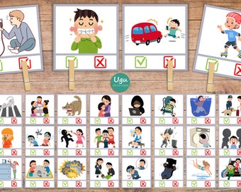 Safe and Dangerous, Good and bad, Special Education Resources Behavior, peg cards, Preschool