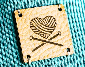 Set of 50pcs - Custom Square Faux Leather Tags | Personalized Labels for Handmade Items | Custom Vegan Leather Tags for Craft Branding