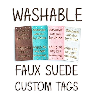 Wildleder Tags, Benutzerdefinierte Tags, Wildlederimitat Stoff Faux Tag, benutzerdefinierte Leder Tags Personalisierte Stricken Tags Stricken Handwerk Knöpfe Business Tag