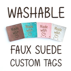 Custom Tags, Faux Suede Tags, Custom Fabric Tags, Custom Leather Tags, Personalized Suede Tags Engraved Knitting Craft Buttons Business Tags