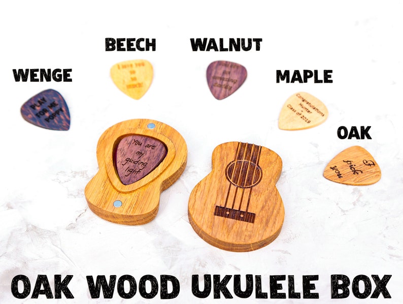 Personalized Ukulele Guitar Pick Box with Engraved Pick Etsy
