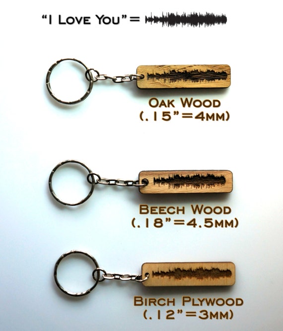  I Love You Soundwave Keychain Engraved Wood Key Chain