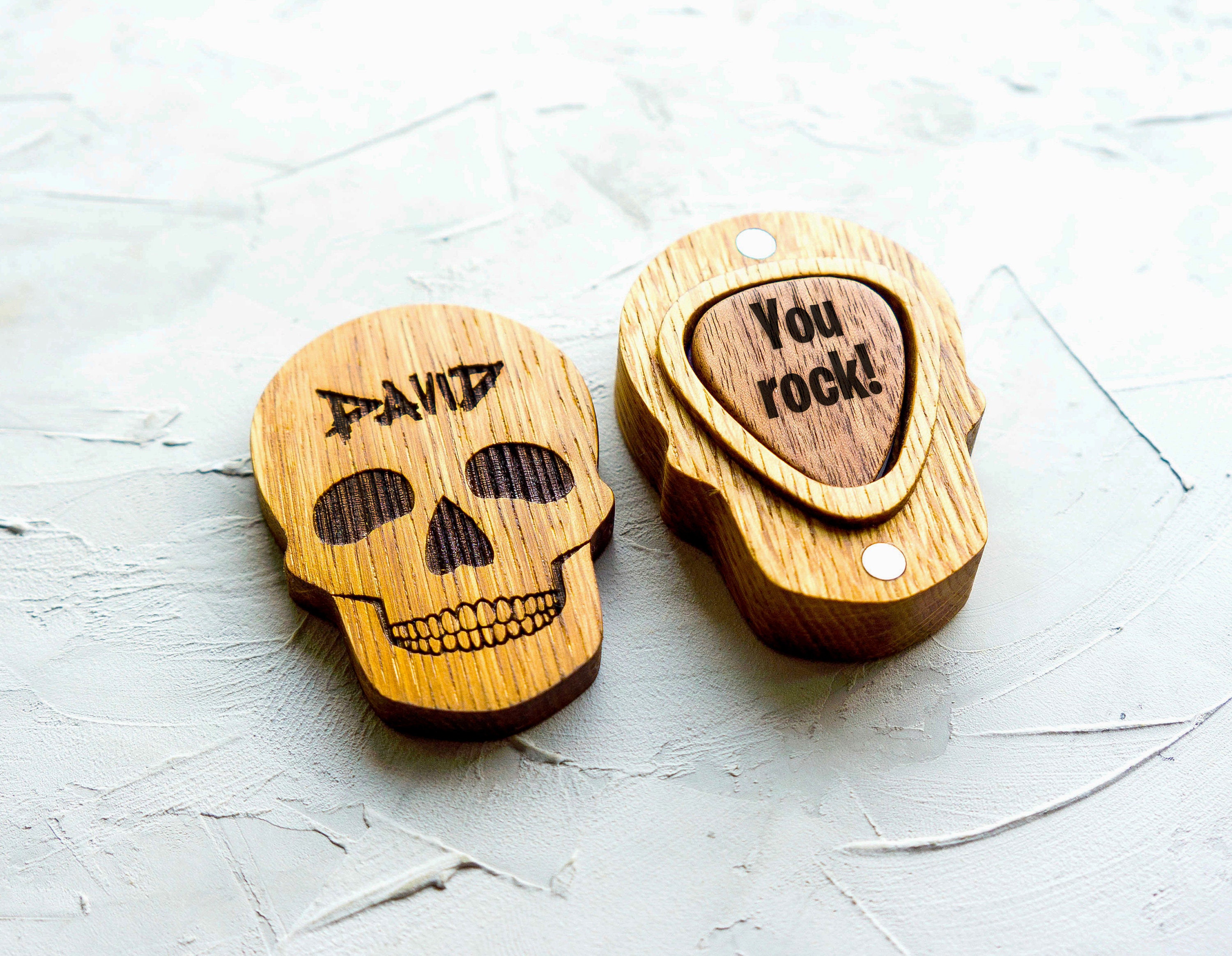 Skull Box Custom Guitar Pick Case Wooden Guitar Pick Holder Etsy