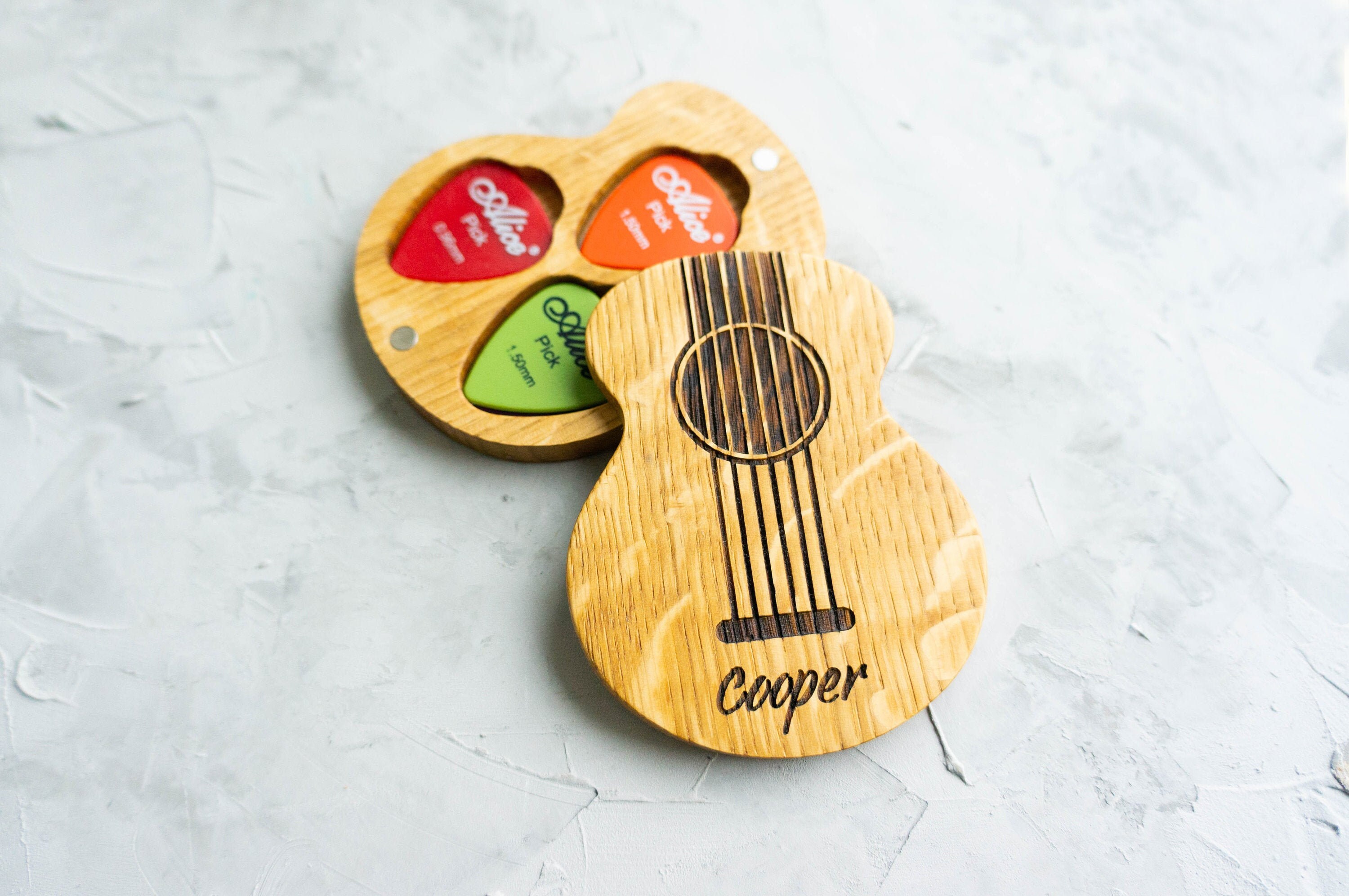 Personalized Picks in Guitar Pick Box Wood Plectrum Box Custom Etsy
