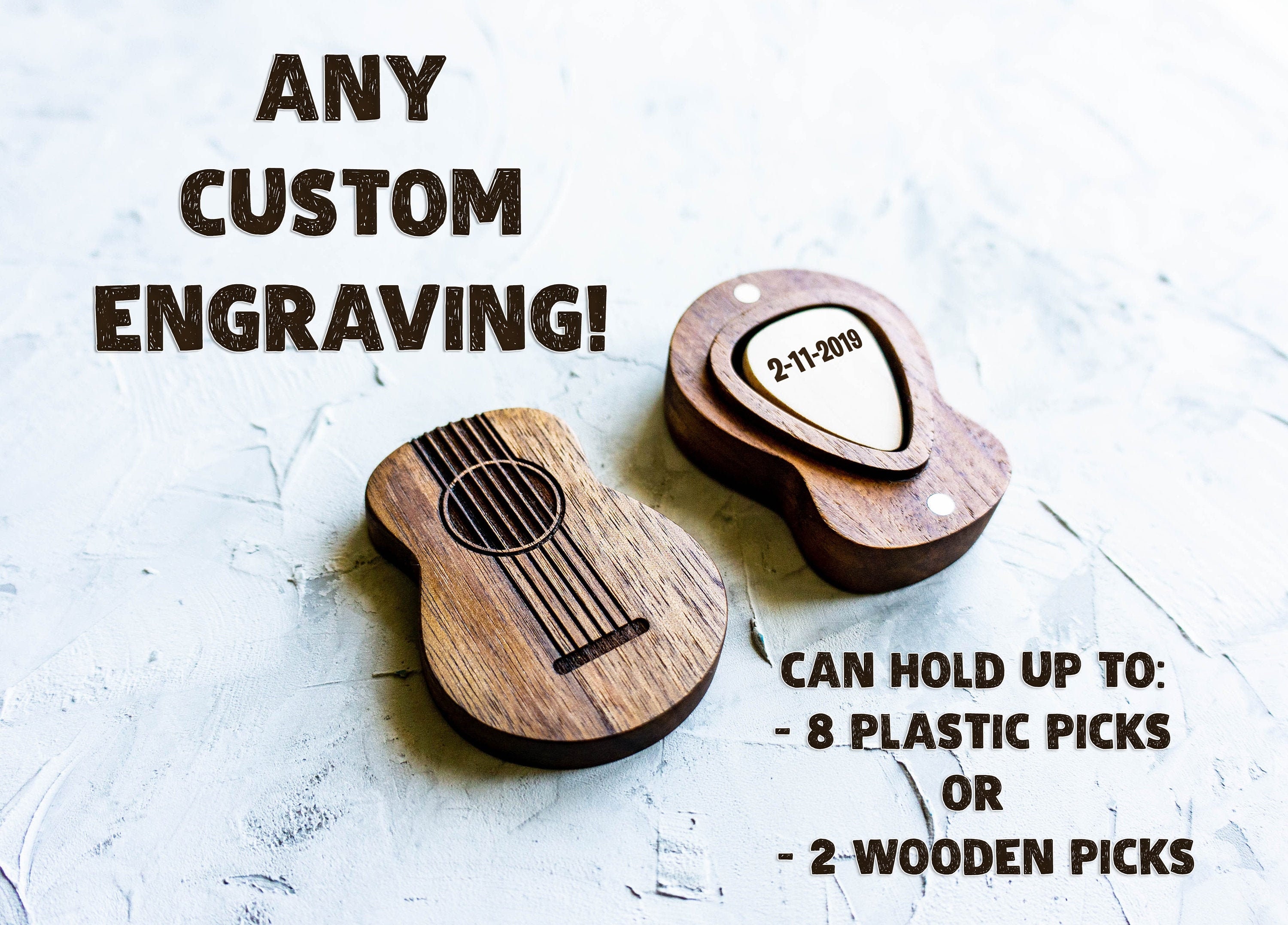 Custom Personalized Guitar Pick Box with Engraved Pick Etsy