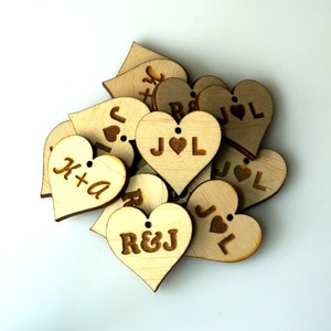 Wood Tags Heart Shaped 1.5&quot; Custom Tags Personalized Wooden Tags  Knitting Buttons Craft Buttons Business Tags Engraved Tags
