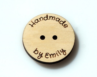 Custom Wooden Buttons with 2 holes, Personalized Wood Buttons Knitting Buttons Craft Handmade Buttons Sewing Buttons Big Wood Buttons 25mm