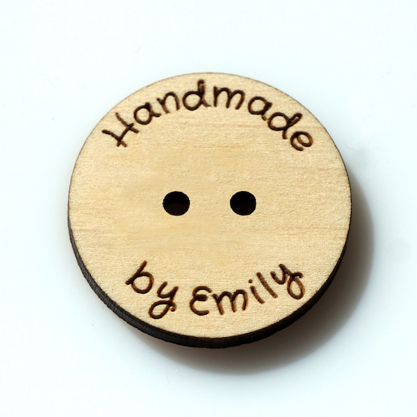 Custom Wooden Buttons with 2 holes, Personalized Wood Buttons Knitting Buttons Craft Handmade Buttons Sewing Buttons Big Wood Buttons 25mm