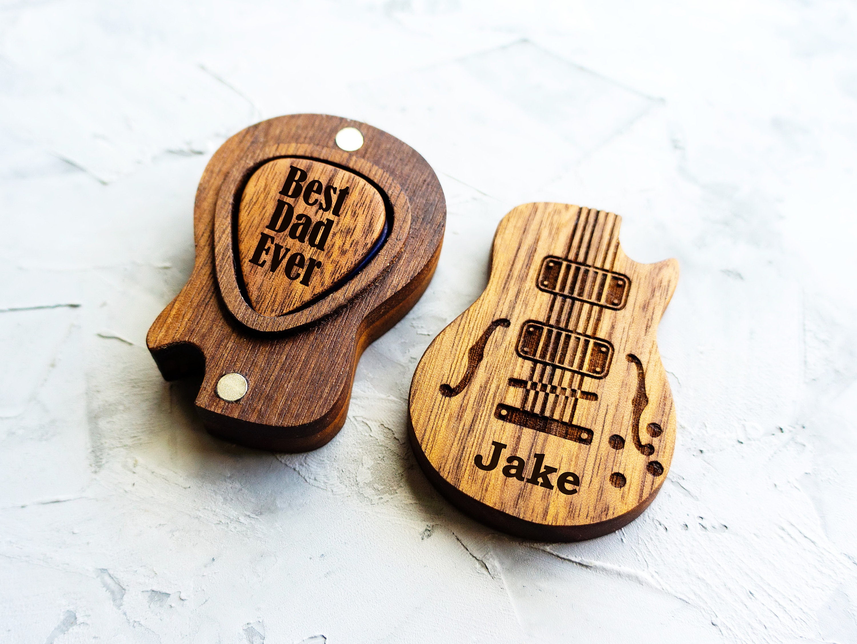 wooden guitar pick case