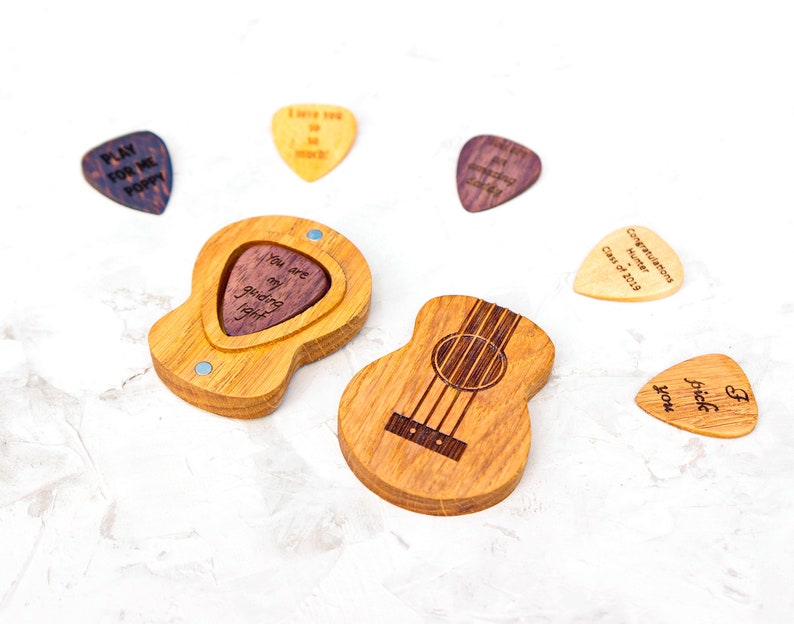 Personalized Ukulele Guitar Pick Box with Engraved Pick Etsy