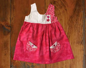 Pink with Flowers Little Girls Spring or Summer Dress, Size 2/3
