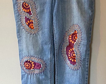 Hollister Patched & Embroidered Denim Jeans, Size 7R