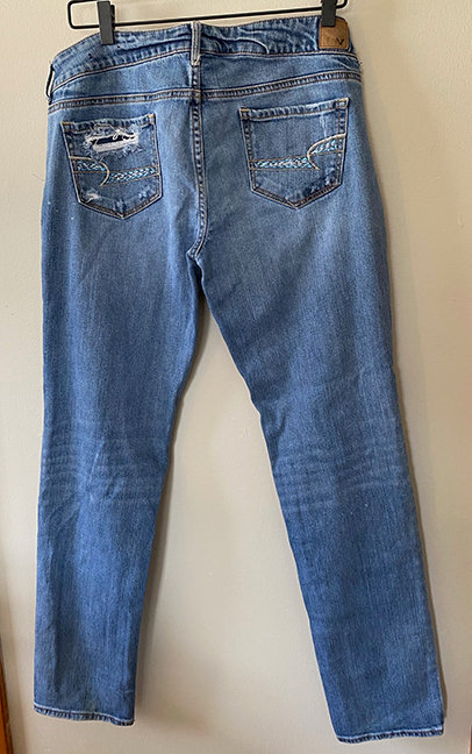 American Eagle Patched & Jeans de mezclilla bordados Talla 10 Etsy España