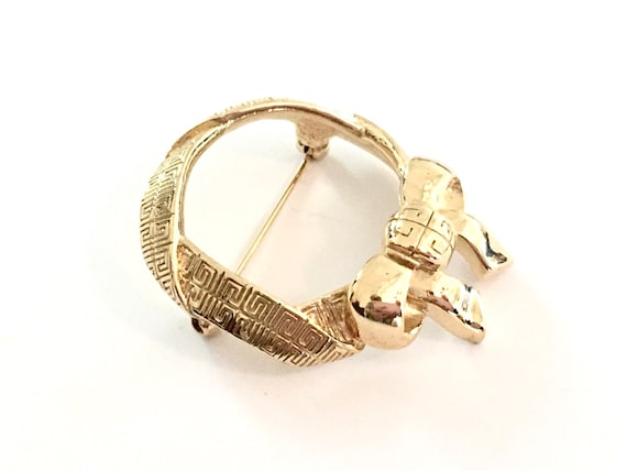 Vintage 80s Givenchy Gold Brooch Givenchy Logo Bo… - image 2