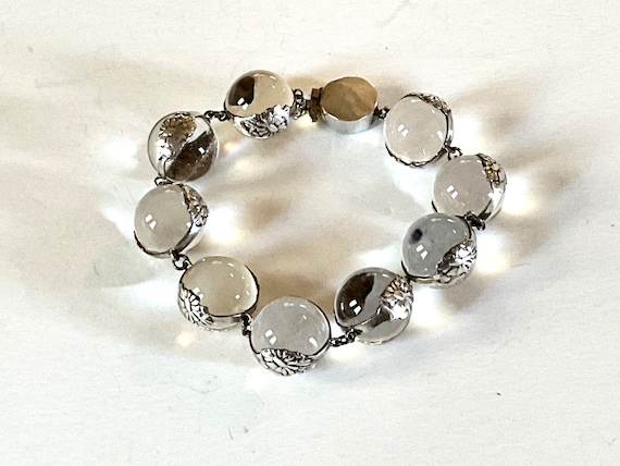 Vintage Art Deco Pools of Light Rock Crystal Bead… - image 1