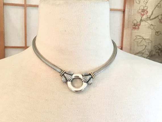 Vintage Sterling and 18k Gold Necklace by Suna Br… - image 1