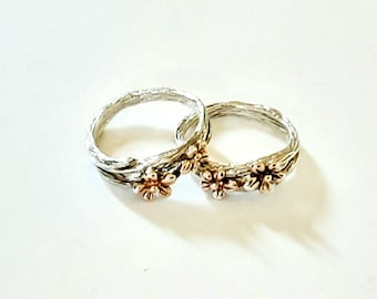 Vintage Sterling Stacking Rings Sterling Flower Rings