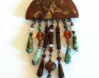 Assemblage Pendant Jasper Necklace OOAK Artisan Made