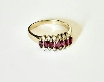 Vintage 14k Yellow Gold Ring with Ruby and Diamonds
