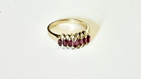 Vintage 14k Yellow Gold Ring with Ruby and Diamonds