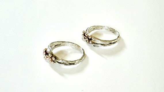 Vintage Sterling Stacking Rings Sterling Flower Rings - Gem