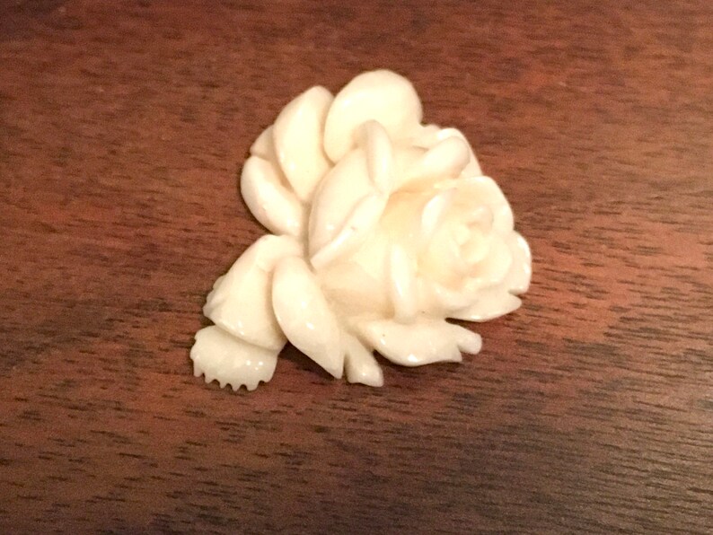 Vintage Carved Angel Skin Coral Rose Pendant