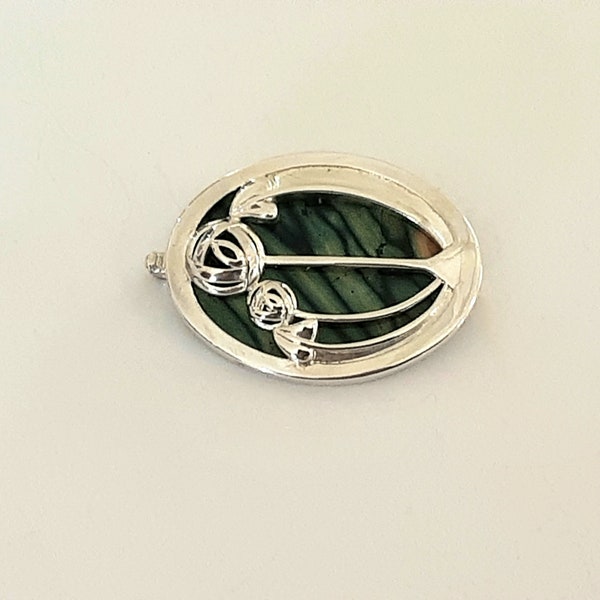 Silver Scottish Brooch Macintosh Rose Brooch Scottish Heather Brooch