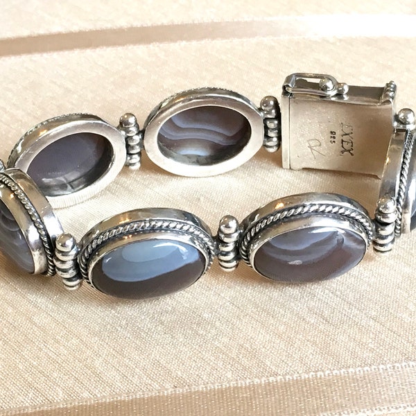 Vintage Exex Sterling Agate Bracelet Botswana Agate Claudia Agudelo Bracelet