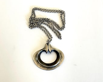 Vintage 70s Modernist Pewter Pendant Eivind Hillestad Norway Pewter