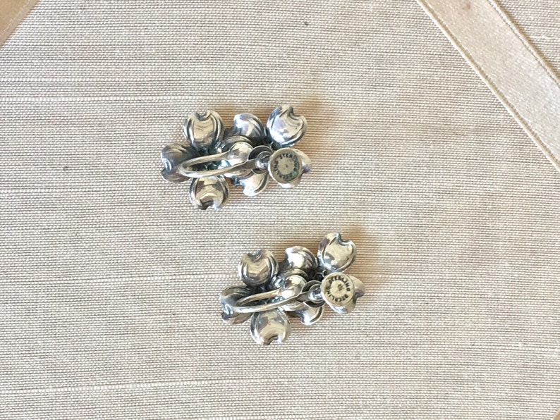 Vintage 40s Sterling Dogwood Earrings Screw Back with Double Dogwood Flowers
