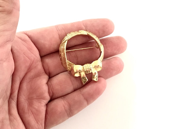 Vintage 80s Givenchy Gold Brooch Givenchy Logo Bo… - image 7