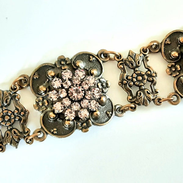 Vintage 80s Shelly Renee Bracelet Ornate Wide Link Bracelet Victorian Revival Bracelet