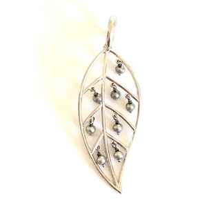 Vintage Pearl Pendant Enhancer Sterling Leaf