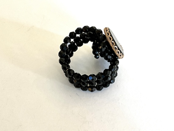 Vintage Black Jet Glass Bead Bracelet - image 2