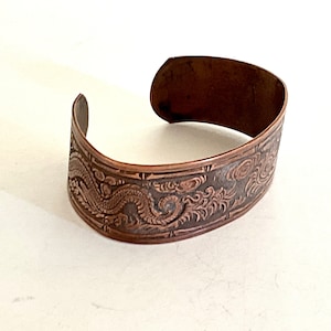 Vintage Engraved Copper Dragon Bracelet Unisex Bracelet