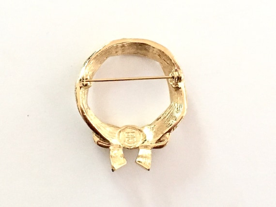 Vintage 80s Givenchy Gold Brooch Givenchy Logo Bo… - image 5