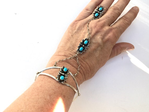 Obmyec Boho Finger Ring Bracelets Turquoise Hand India | Ubuy