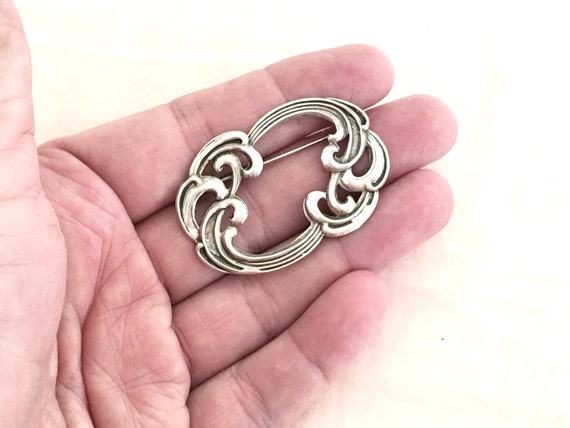 Vintage Sterling Silver Art Nouveau Brooch - image 5