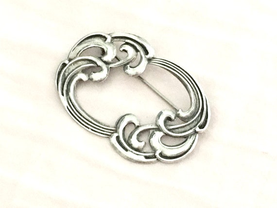 Vintage Sterling Silver Art Nouveau Brooch - image 2