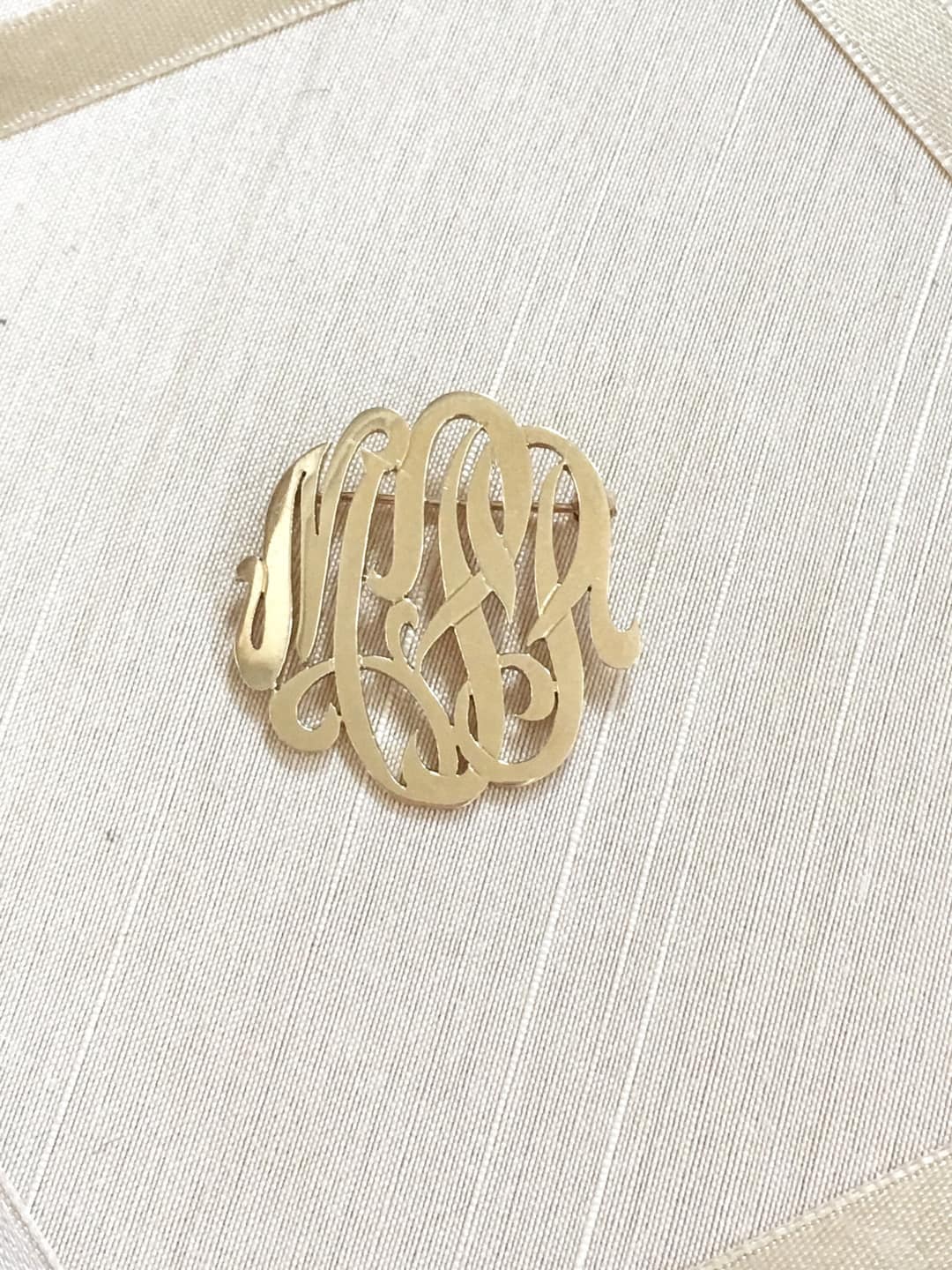 Vintage 14k Gold Brooch Monogram Script Writing - Etsy