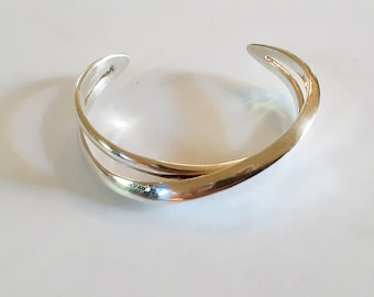 Vintage Sterling Cuff Bracelet Stacking Modernist Style