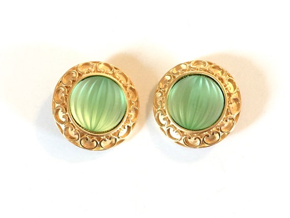 Vintage 80s Carolina Herrera Earrings Clip On Gold Statement Earrings